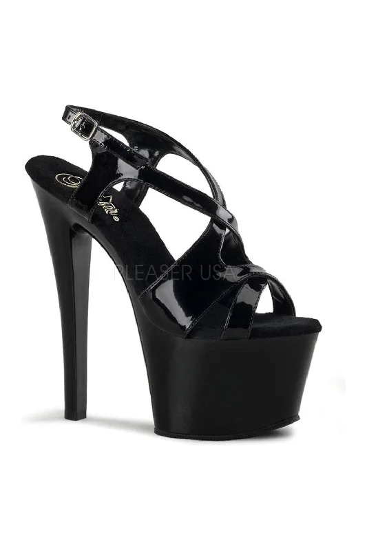 Plus Size Women's Peep - Toe Heeled Sandals with Block Heel in Navy for a Classic and Versatile Office - Appropriate PairSKY-330 Platform Sandal | Black Patent Plus Size Women's Peep - Toe Heeled Sandals with Block Heel in Navy for a Classic and Versatile Office - Appropriate PairSKY-330 Platform Sandal | Black Patent