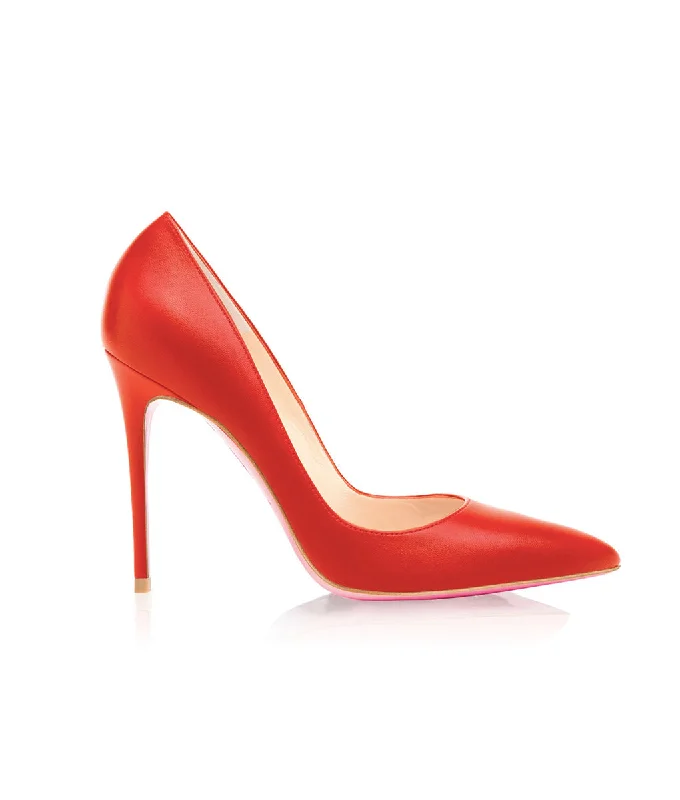 Women's wedding stiletto heel pumps with a pearl - encrusted strapFulu 110 Red