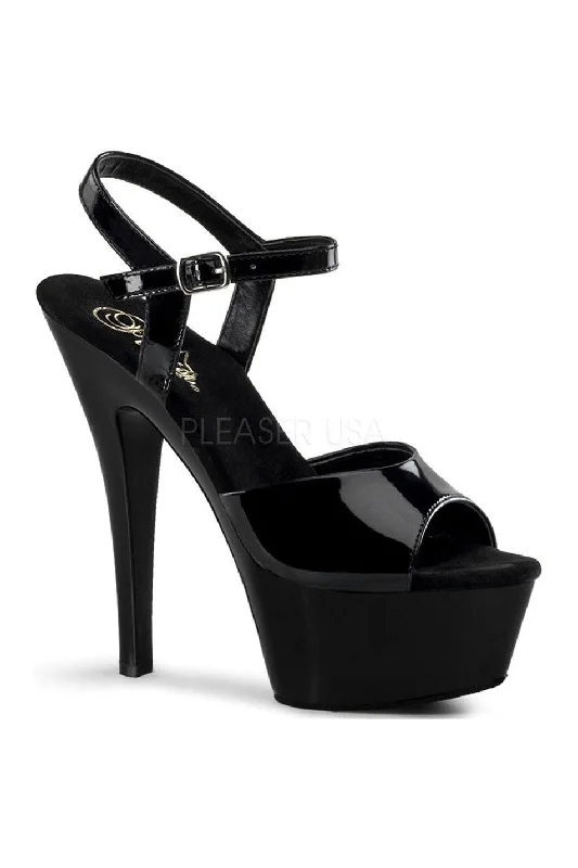 Women's Patent Leather Heeled Sandals with Bow Detail in Pink for a Sweet and Girly Summer LookKISS-209 Platform Sandal | Black Patent