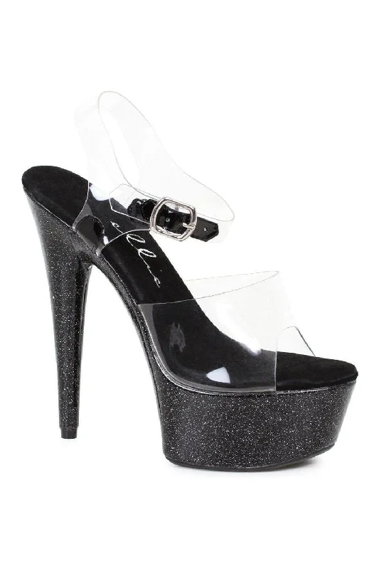 Women's Patent Leather Heeled Sandals with Bow Detail in Pink for a Sweet and Girly Summer Look609-KNOX Stripper Sandal | Black Glitter Women's Patent Leather Heeled Sandals with Bow Detail in Pink for a Sweet and Girly Summer Look609-KNOX Stripper Sandal | Black Glitter