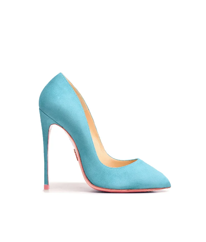 Women's breathable stiletto heel pumps for warm weatherAlhena 120  Pastel Blue Suede