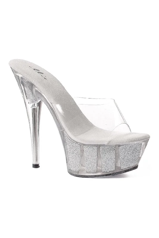 Women's Glitter Heeled Sandals with Ankle Strap and Chunky Heel in Gold for a Sparkly and Glamorous Party Look609-GLITTER Stripper Slide | Clear Vinyl Women's Glitter Heeled Sandals with Ankle Strap and Chunky Heel in Gold for a Sparkly and Glamorous Party Look609-GLITTER Stripper Slide | Clear Vinyl