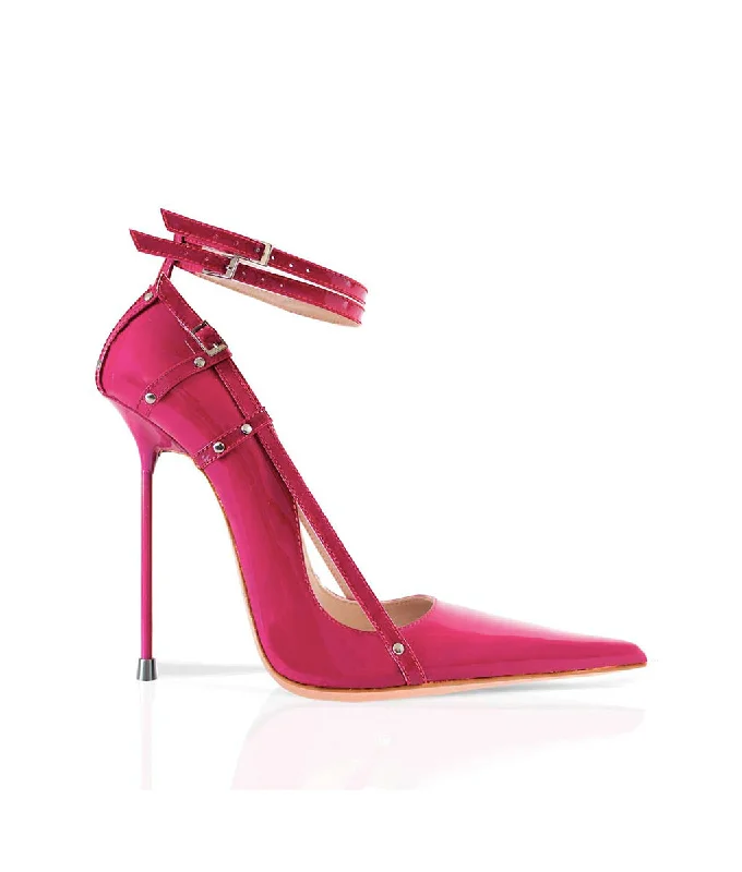 Women's velvet - covered stiletto heel pumps for a luxurious lookTraze Aubergine Patent