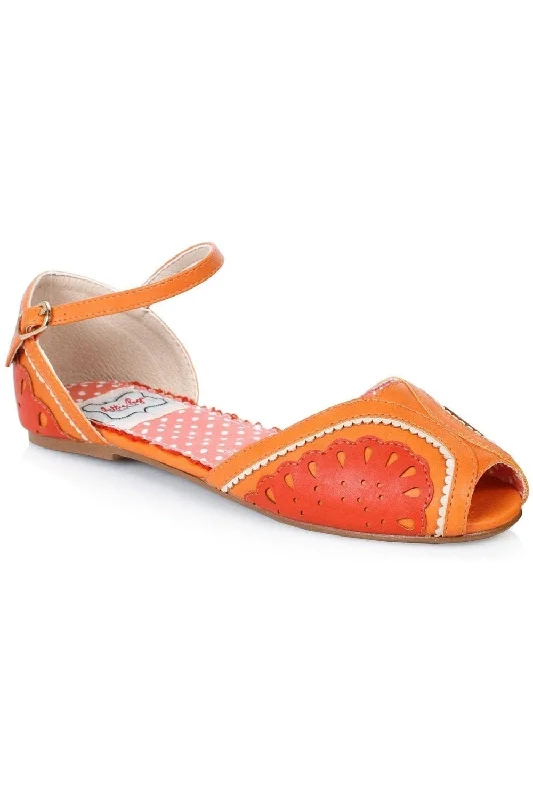 Plus Size Women's Rhinestone - Embellished Heeled Sandals in Silver for a Glamorous Party OutfitBettie Page Fruitie Vintage Sandal | Orange Faux Leather Plus Size Women's Rhinestone - Embellished Heeled Sandals in Silver for a Glamorous Party OutfitBettie Page Fruitie Vintage Sandal | Orange Faux Leather