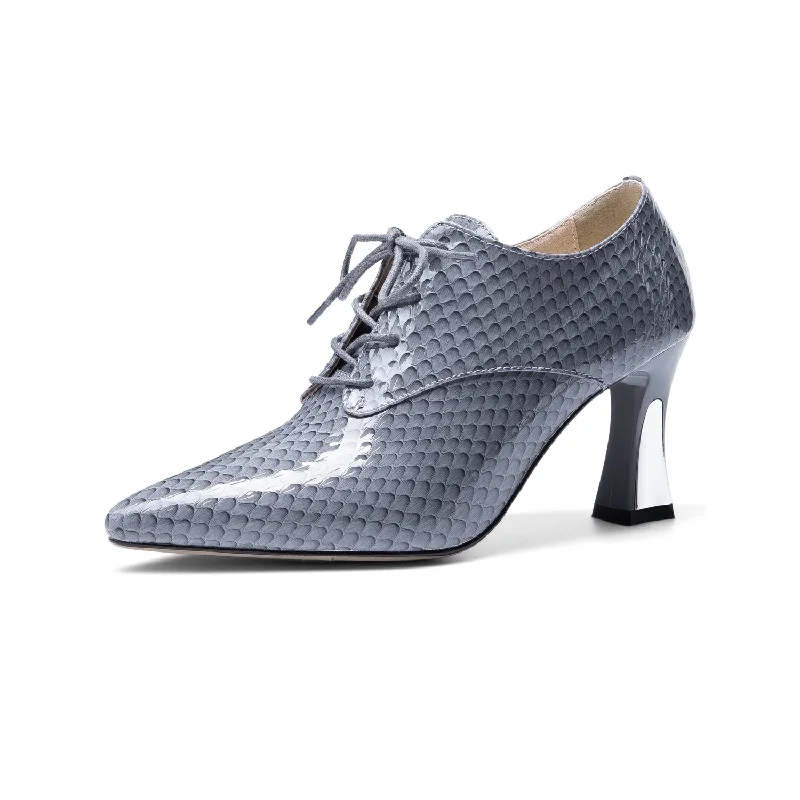 Women's party stiletto heel pumps with a glittery finishTinaCus Women's Genuine Leather Handmade Clear Pointed Toe Sexy High Heel Lace Up Graceful Pump Shoes