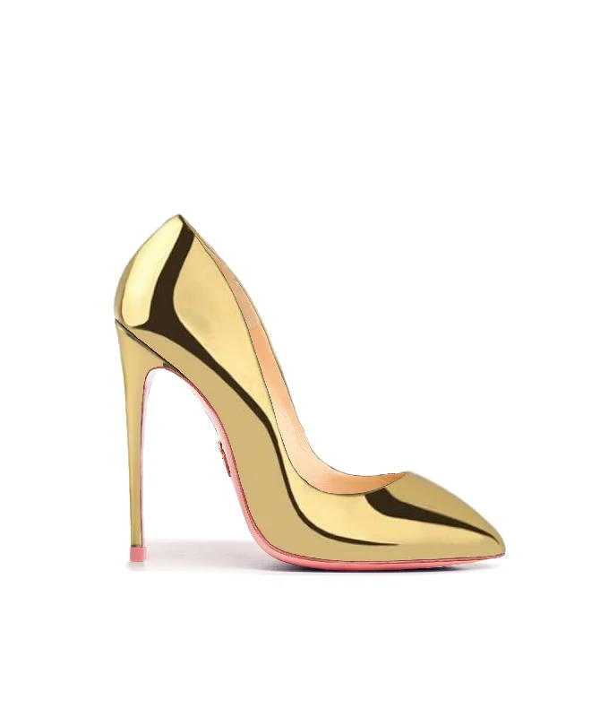 Women's evening gala stiletto heel pumps in a long - lasting colorAlhena 120  Gold Mirror