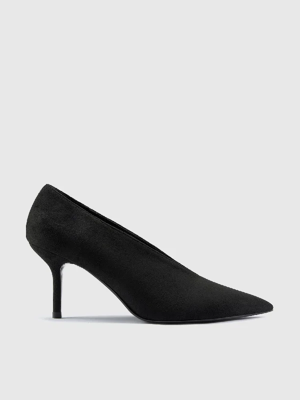 Women's patent leather stiletto heel pumps with a high - shine finishAvi Pump - Black
