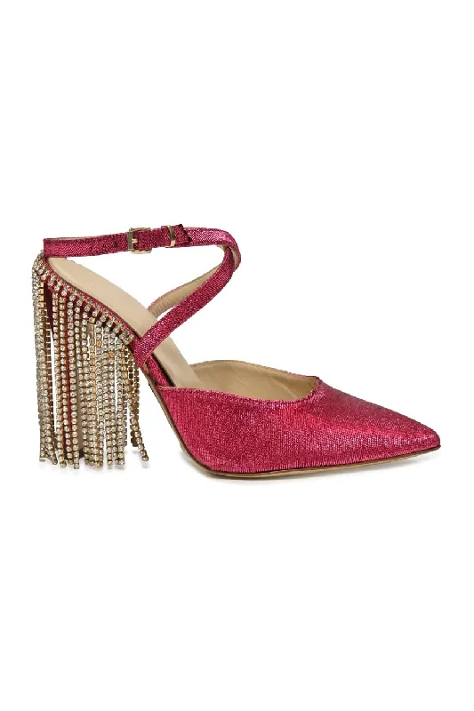 Women's wedding stiletto heel pumps with a pearl - encrusted strap[WS6488] Area NYC | High Heel Pump