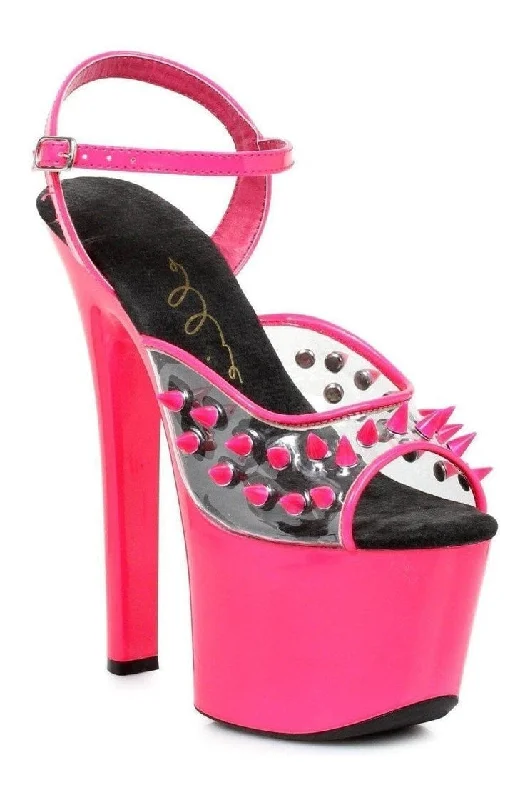 Women's Chunky Heeled Sandals with Studded Detail in Black for a Punk - Inspired and Edgy Style711-SOLAR Stripper Sandal | Fuchsia Vinyl Women's Chunky Heeled Sandals with Studded Detail in Black for a Punk - Inspired and Edgy Style711-SOLAR Stripper Sandal | Fuchsia Vinyl