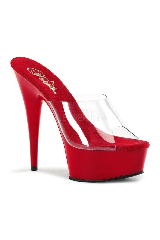 Women's Floral - Embroidered Heeled Sandals with Stiletto Heel in Multicolor for a Vibrant and Eye - Catching OutfitDELIGHT-601 Platform Slide  | Clear Vinyl