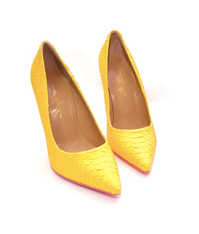 Women's date - night stiletto heel pumps with a sexy silhouetteNoa Yellow Python