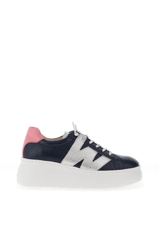 Slip - On Women's Canvas Sneakers in Navy for Easy and Effortless Wear Wonders Leather Wedge Trainers, Navy & Pink Slip - On Women's Canvas Sneakers in Navy for Easy and Effortless Wear Wonders Leather Wedge Trainers, Navy & Pink