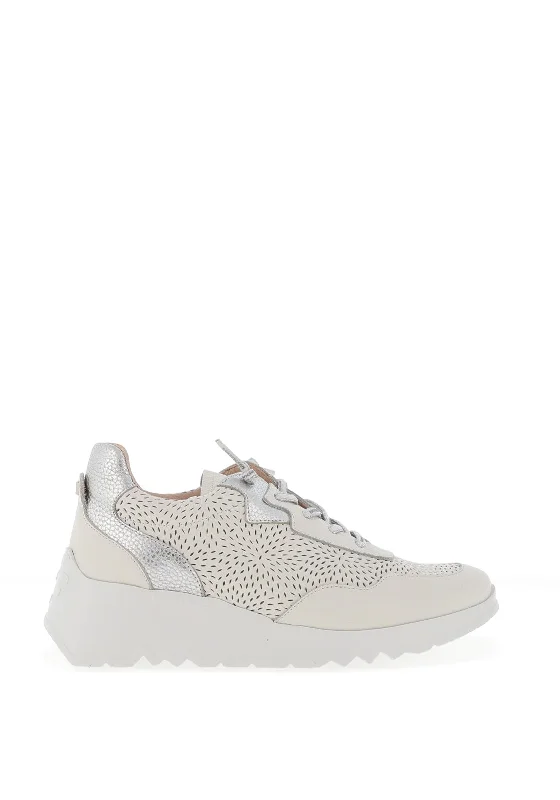 Low - Top Women's Tennis Sneakers in Bright Neon for a Pop of Color on the Court Wonders Leather Perforated Detail Trainers, Off White Low - Top Women's Tennis Sneakers in Bright Neon for a Pop of Color on the Court Wonders Leather Perforated Detail Trainers, Off White