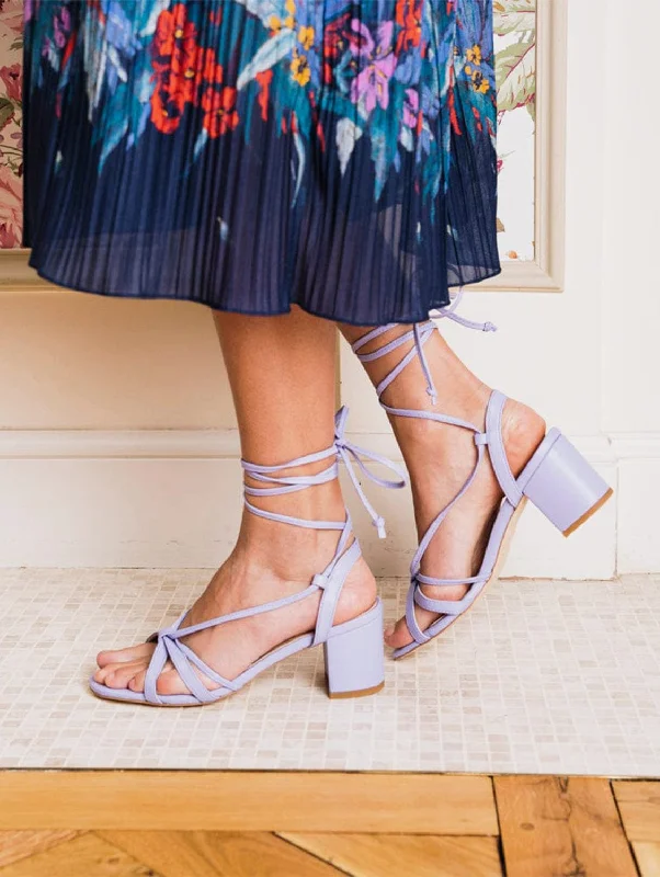 Women's Cork - Soled Espadrille Sandals with a Rope - Trimmed Upper in Navy for a Summer VibeAlissa Vegan Recycled Grain Heeled Sandals | Lavender