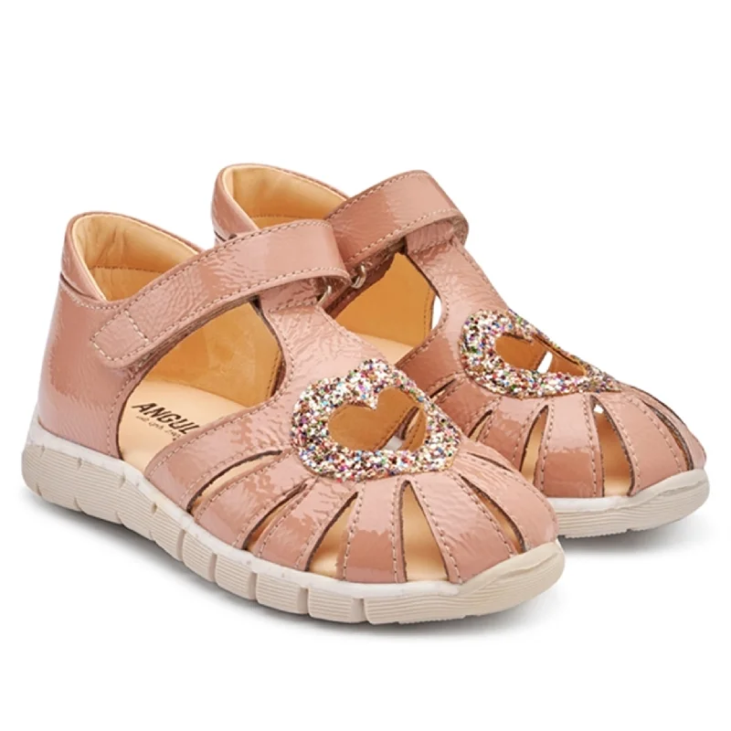 Child - Friendly Women's Sandals with a Secure Buckle in Purple for Moms on the GoAngulus Heart Sandal W. Velcro Dark Peach/Multi Glitter Child - Friendly Women's Sandals with a Secure Buckle in Purple for Moms on the GoAngulus Heart Sandal W. Velcro Dark Peach/Multi Glitter
