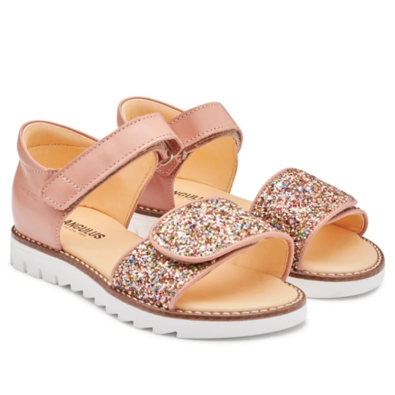 Adjustable Strap Women's Sandals with a Padded Heel in Pink for a Custom FitAngulus Sandal W. Velcro Dark Peach/Multi Glitter Adjustable Strap Women's Sandals with a Padded Heel in Pink for a Custom FitAngulus Sandal W. Velcro Dark Peach/Multi Glitter