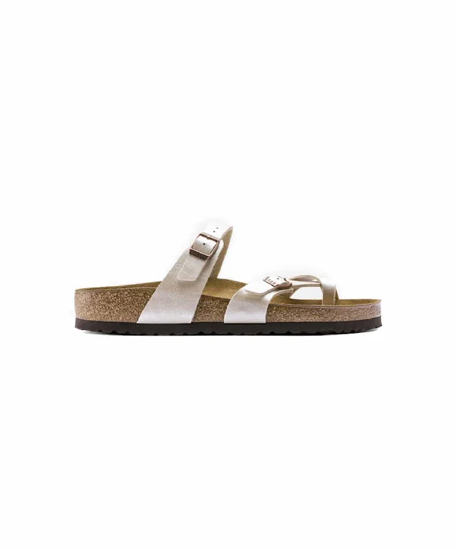 Waterproof Women's Rubber Beach Sandals with Arch Support in Blue for Water ActivitiesBirkenstock Mayari Birko-Flor Graceful Pearl White Sandals