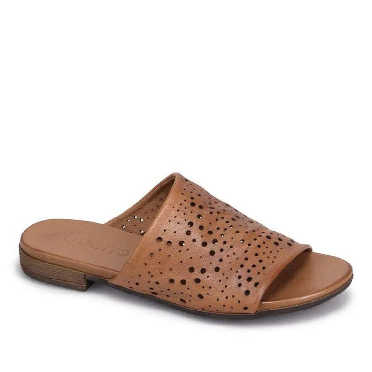 Women's Ankle - Strap Sandals with a Block Heel in Red for a Sophisticated StyleBueno - Turner perf - Dark tan Women's Ankle - Strap Sandals with a Block Heel in Red for a Sophisticated StyleBueno - Turner perf - Dark tan