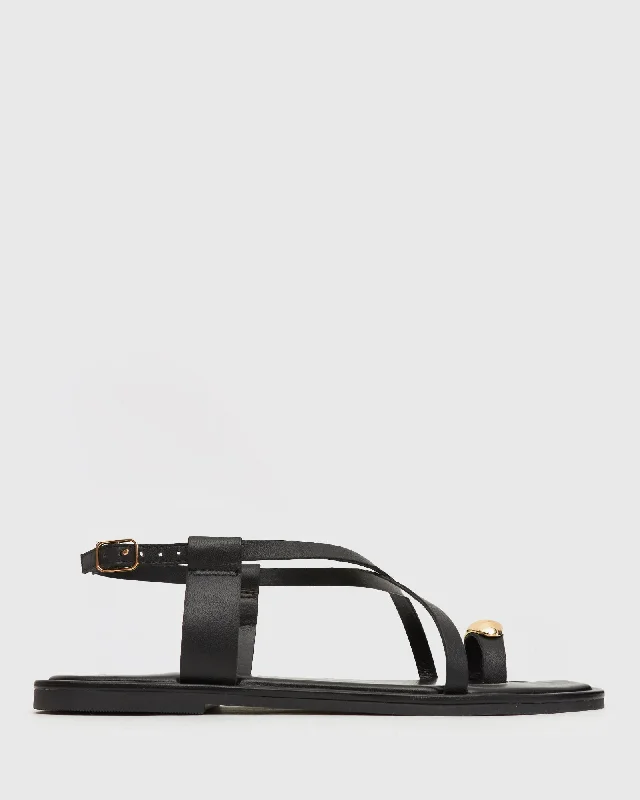 Elastic - Strap Women's Sandals with a Padded Toe in Teal for Easy On - and - OffPRE-ORDER CABANA Metallic-Detail Flat Crossed Sandals