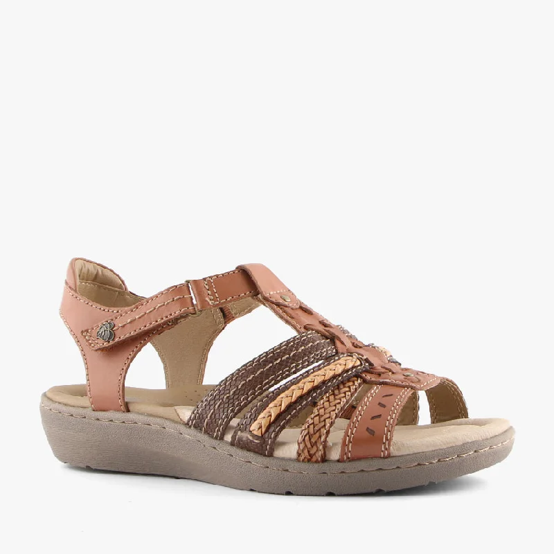 Women's Leather - Strapped Sandals with a Braided Detail in Brown for a Rustic AppealKELLY 3 ALPACA MULTI Women's Leather - Strapped Sandals with a Braided Detail in Brown for a Rustic AppealKELLY 3 ALPACA MULTI