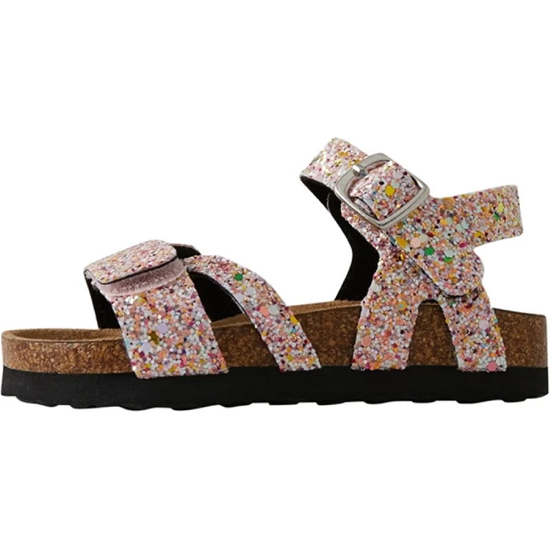 Elastic - Strap Women's Sandals with a Padded Toe in Teal for Easy On - and - OffName it Jet Stream Multi Glitter Fiona Sandal