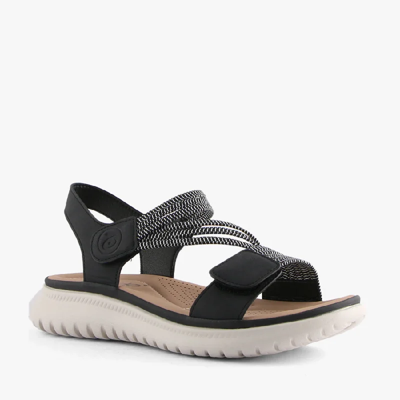 Adjustable Strap Women's Sandals with a Padded Heel in Pink for a Custom FitSANNAH BLACK