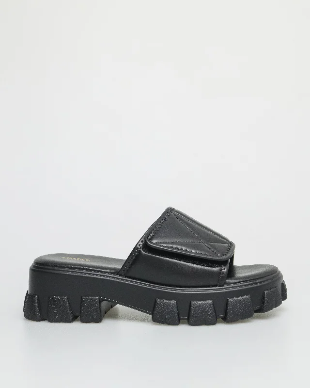Lightweight Women's Mesh - Paneled Sandals in Yellow for BreathabilityTomaz FL057 Ladies Slide On Padded Sandals (Black)