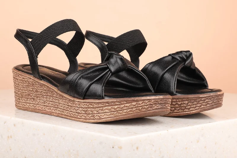 Shock - Absorbing Women's Sandals with a Soft Insole in Black for Active LifestylesWomen Black Wedge Sandals Shock - Absorbing Women's Sandals with a Soft Insole in Black for Active LifestylesWomen Black Wedge Sandals