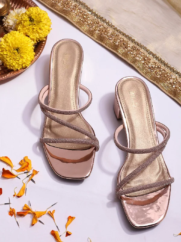 Waterproof Women's Rubber Beach Sandals with Arch Support in Blue for Water ActivitiesWomen Rose Gold Embellished Party Block Sandals Waterproof Women's Rubber Beach Sandals with Arch Support in Blue for Water ActivitiesWomen Rose Gold Embellished Party Block Sandals
