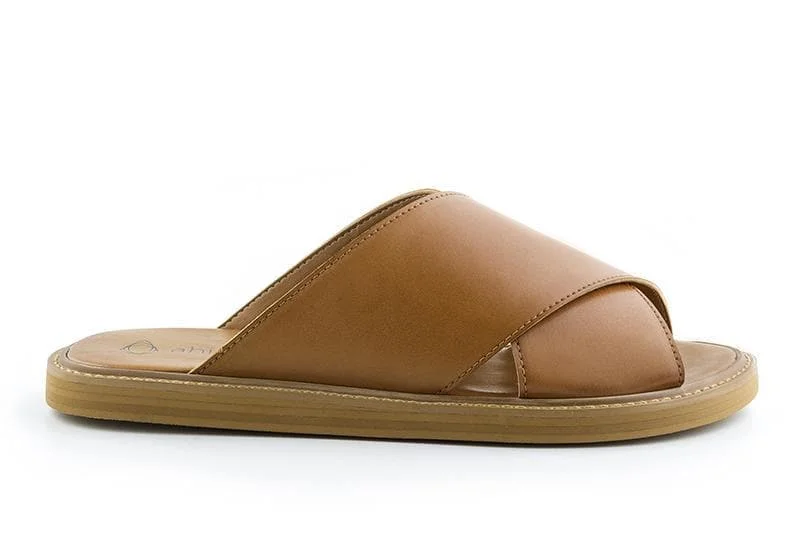 Sustainable Women's Recycled Material Sandals in Beige for Eco - Conscious Shoppers'Mia' women's vegan sandals by Ahimsa - brown