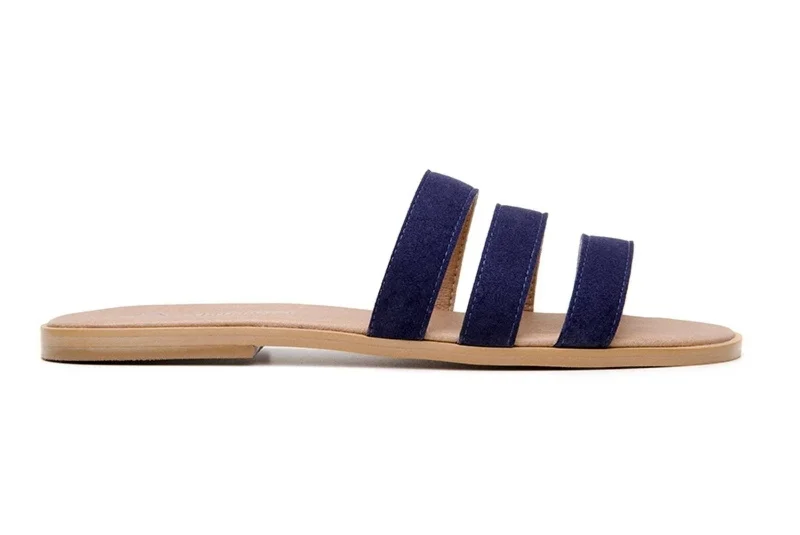 Adjustable Strap Women's Sandals with a Padded Heel in Pink for a Custom Fit'Noemi' women's vegan sandals by Ahimsa - navy