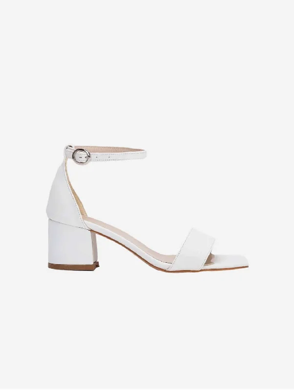 Child - Friendly Women's Sandals with a Secure Buckle in Purple for Moms on the GoIva Vegan Leather Low Heel | White