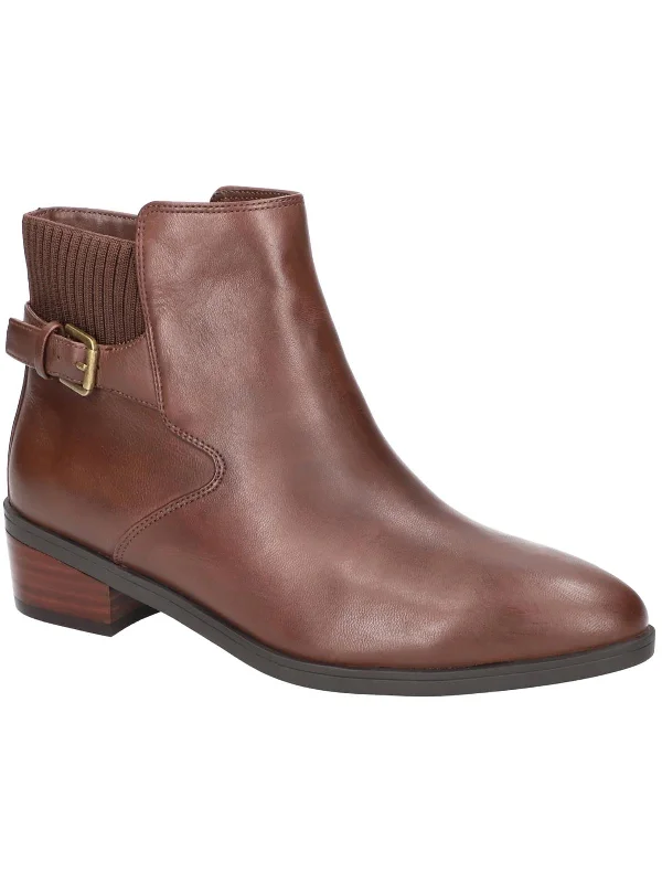 women's booties with peep toeDORA Womens Leather Block Heel Ankle Boots