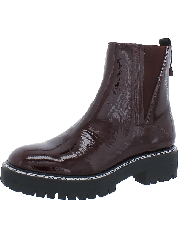 women's booties with tassel detailFreda Womens Patent Lug Sole Ankle Boots