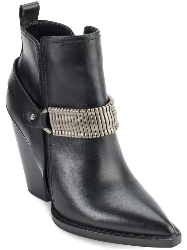 women's booties for casual wearTizz Womens Leather Stacked Heel Ankle Boots